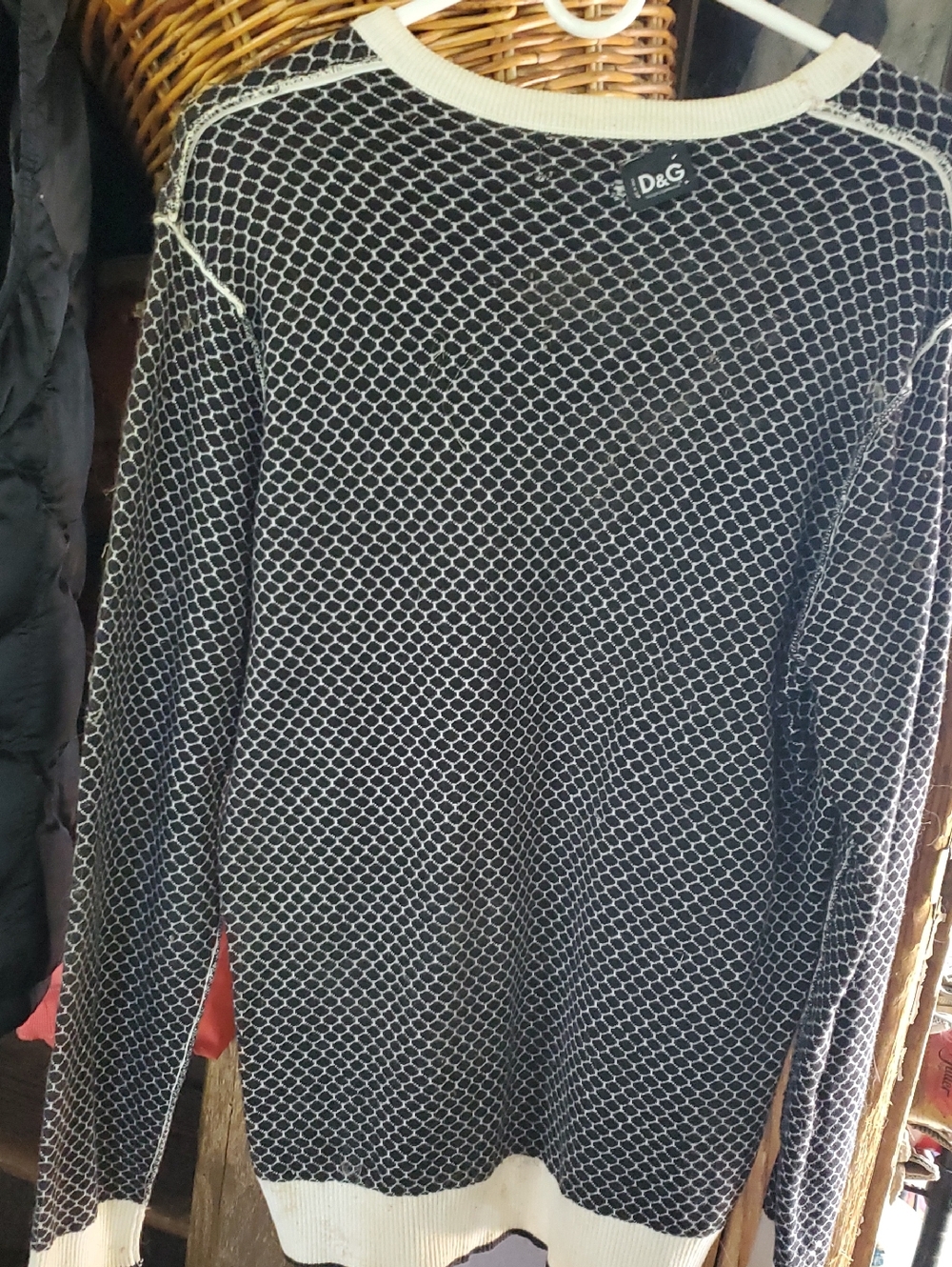 D&G Black and White Lattice Knit Sweater